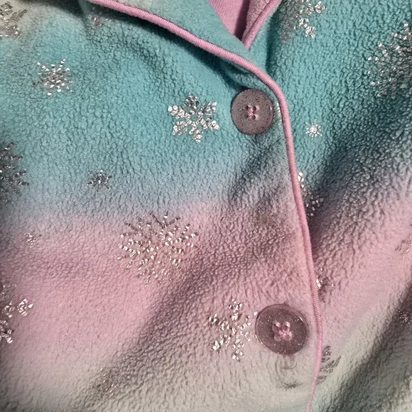 Max & Olivia Girl's Size 6 Multicolored Foil Snowflake-Patterned Fleece Pajamas - Picture 5 of 9